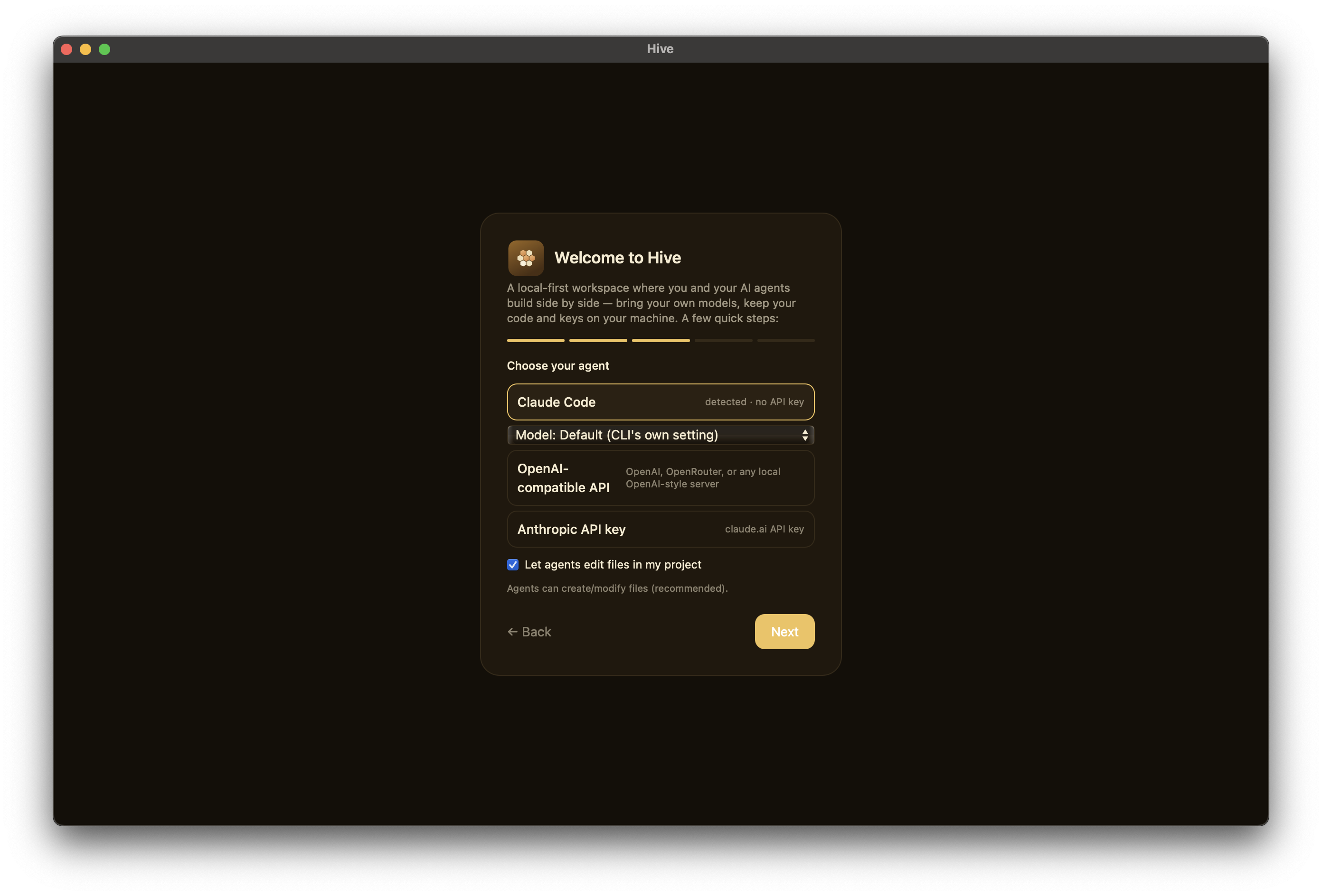 Onboarding runtime step
