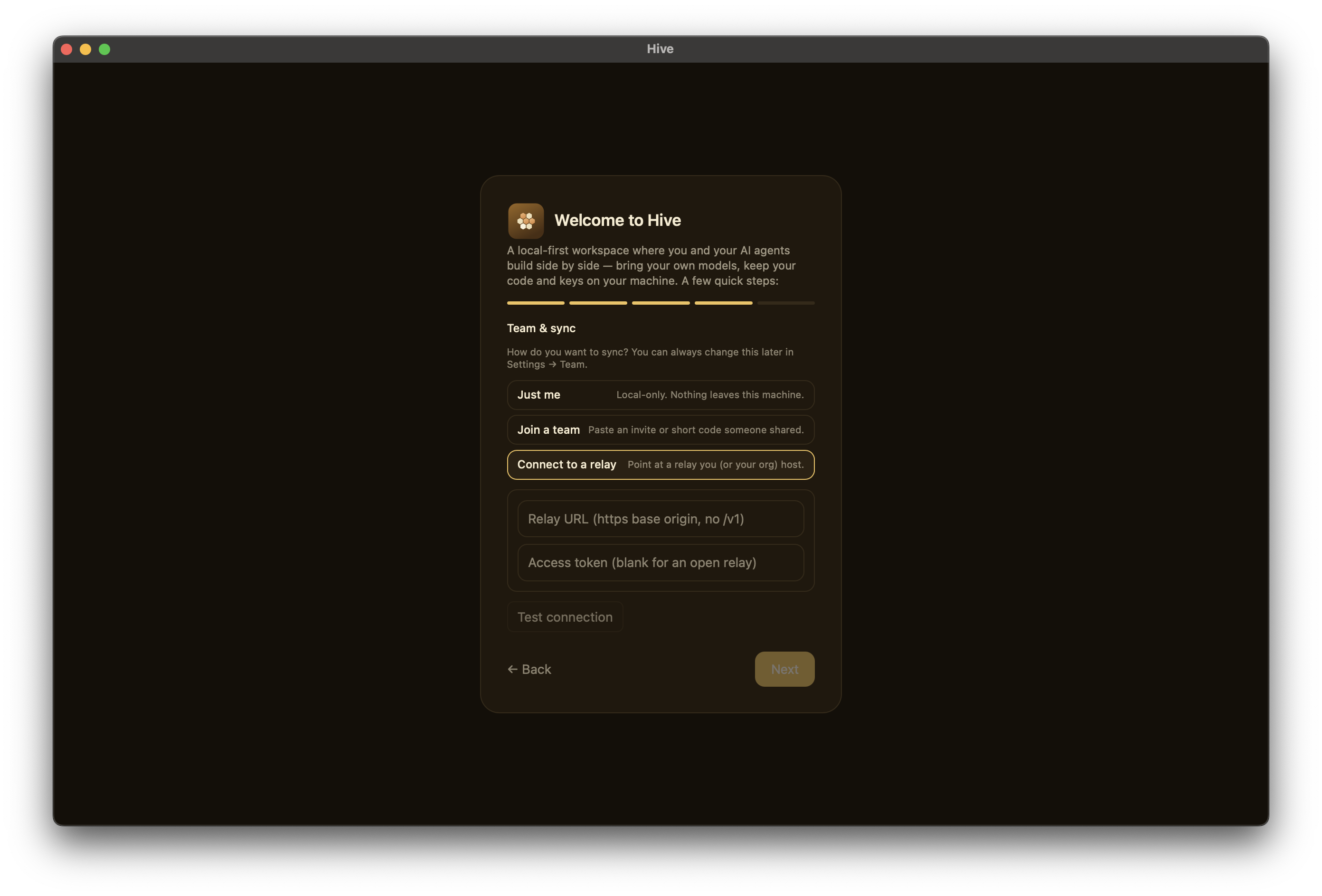 Onboarding step 4 — Team & sync